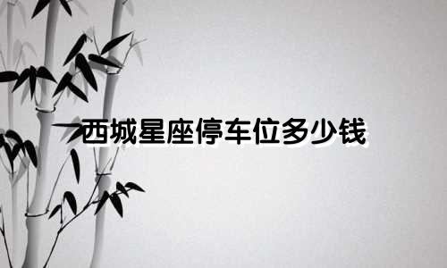 西城星座停车位多少钱