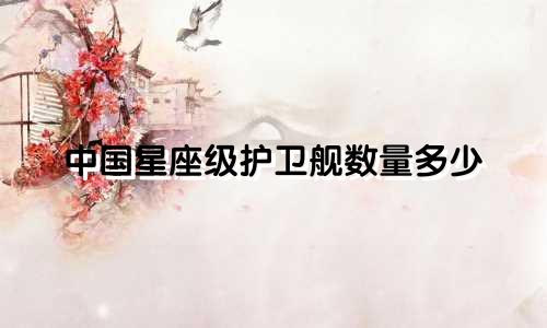 中国星座级护卫舰数量多少