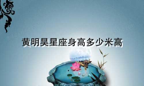 黄明昊星座身高多少米高
