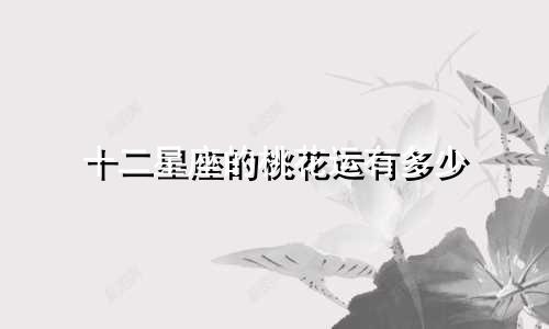 十二星座的桃花运有多少