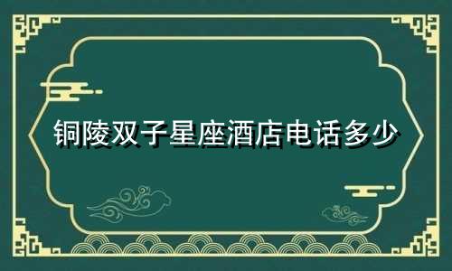 铜陵双子星座酒店电话多少