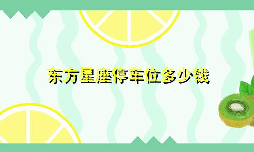 东方星座停车位多少钱