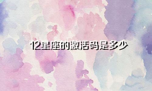 12星座的激活码是多少