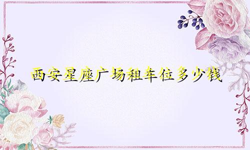 西安星座广场租车位多少钱