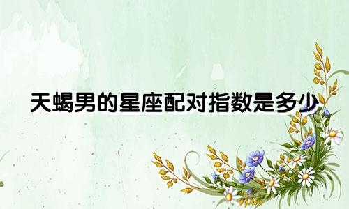 天蝎男的星座配对指数是多少