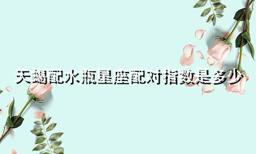 天蝎配水瓶星座配对指数是多少