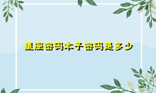 星座密码本子密码是多少