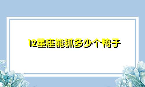 12星座能抓多少个鸭子