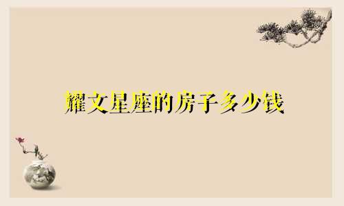 耀文星座的房子多少钱