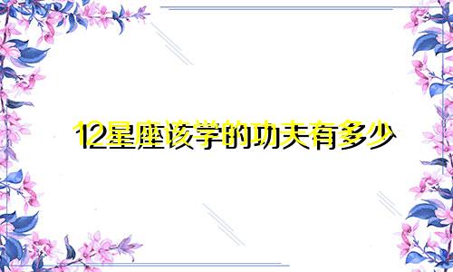 12星座该学的功夫有多少