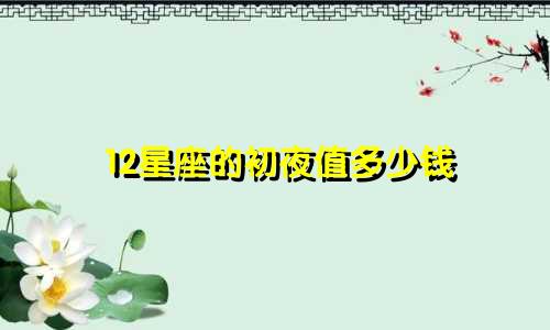 12星座的初夜值多少钱