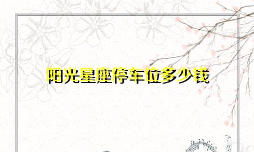阳光星座停车位多少钱