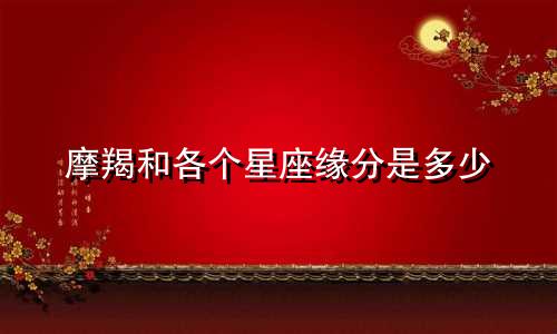 摩羯和各个星座缘分是多少