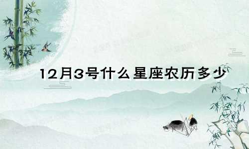 12月3号什么星座农历多少
