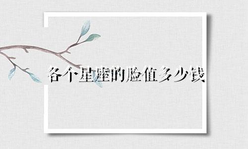各个星座的脸值多少钱