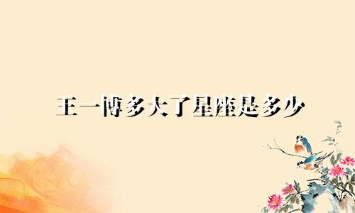 王一博多大了星座是多少
