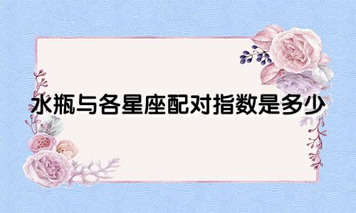 水瓶与各星座配对指数是多少