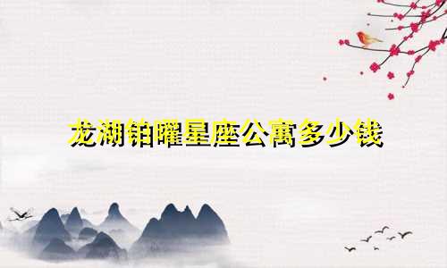 龙湖铂曜星座公寓多少钱