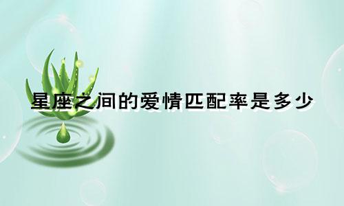 星座之间的爱情匹配率是多少