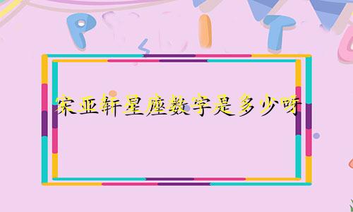 宋亚轩星座数字是多少呀