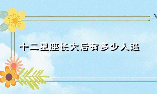 十二星座长大后有多少人追
