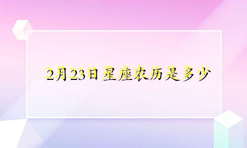 2月23日星座农历是多少