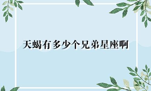 天蝎有多少个兄弟星座啊