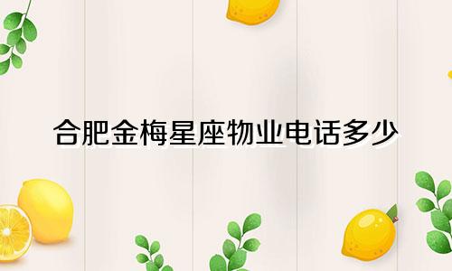 合肥金梅星座物业电话多少