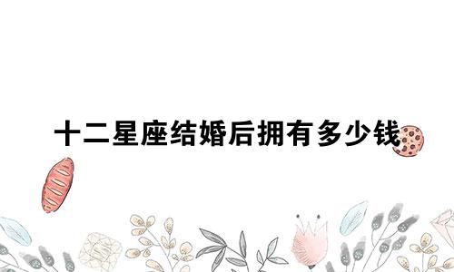 十二星座结婚后拥有多少钱