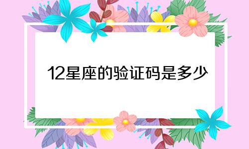 12星座的验证码是多少