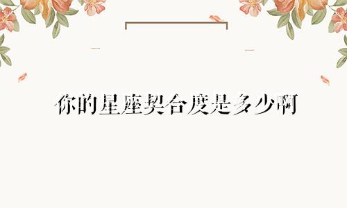 你的星座契合度是多少啊