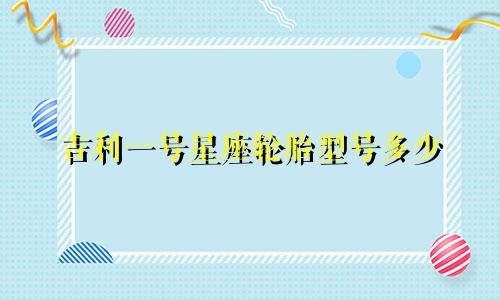 吉利一号星座轮胎型号多少
