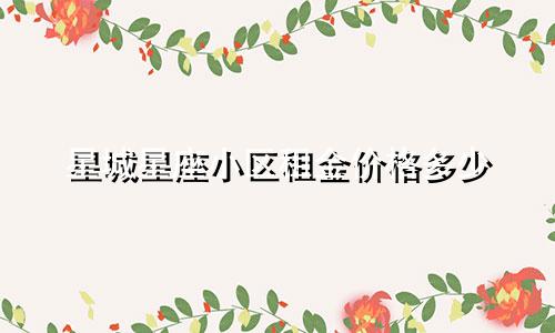 星城星座小区租金价格多少