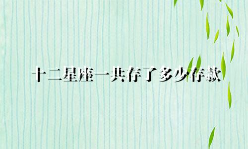 十二星座一共存了多少存款