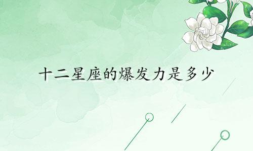 十二星座的爆发力是多少