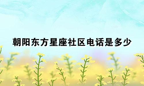 朝阳东方星座社区电话是多少