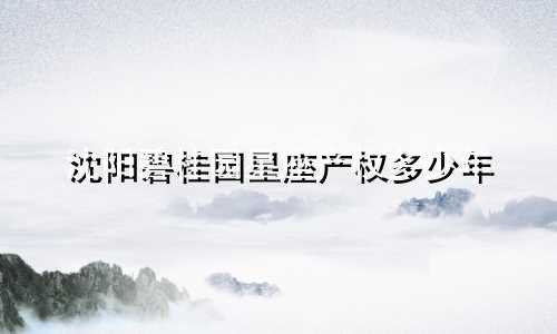 沈阳碧桂园星座产权多少年