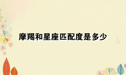 摩羯和星座匹配度是多少