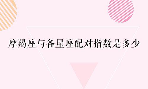 摩羯座与各星座配对指数是多少