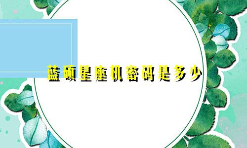 蓝硕星座机密码是多少