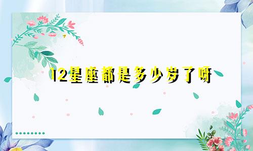 12星座都是多少岁了呀