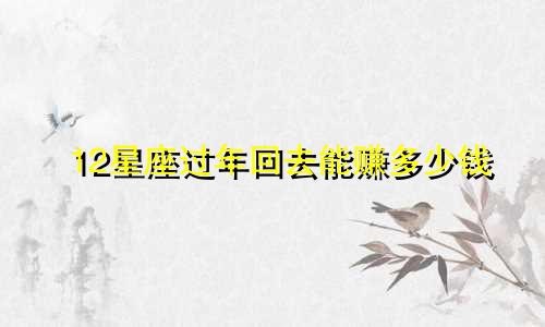 12星座过年回去能赚多少钱