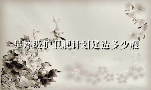 星座级护卫舰计划建造多少艘
