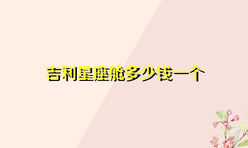 吉利星座舱多少钱一个