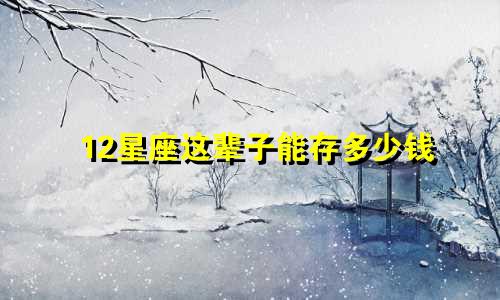12星座这辈子能存多少钱