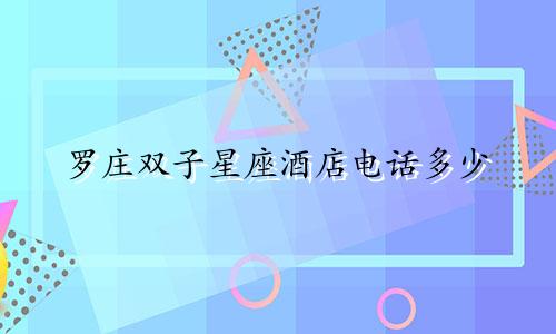 罗庄双子星座酒店电话多少