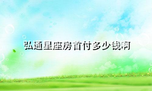 弘通星座房首付多少钱啊