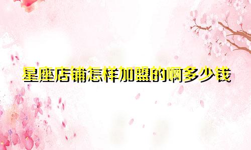 星座店铺怎样加盟的啊多少钱