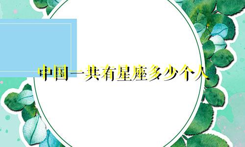 中国一共有星座多少个人