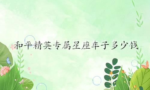 和平精英专属星座车子多少钱